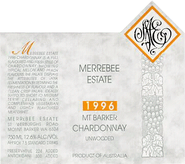 Merrebee Estate 1996 Chardonnay