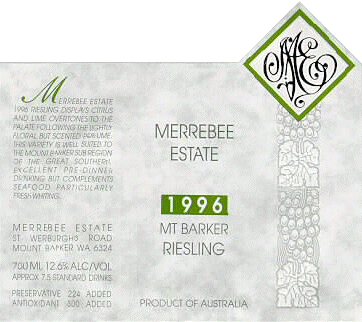 Merrebee Estate 1996 Riesling